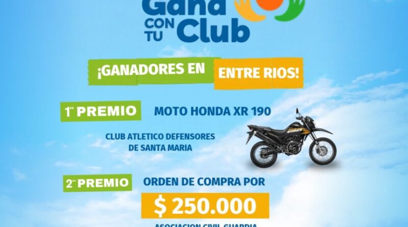 Ganá con tu Club sigue repartiendo premios en Entre Ríos